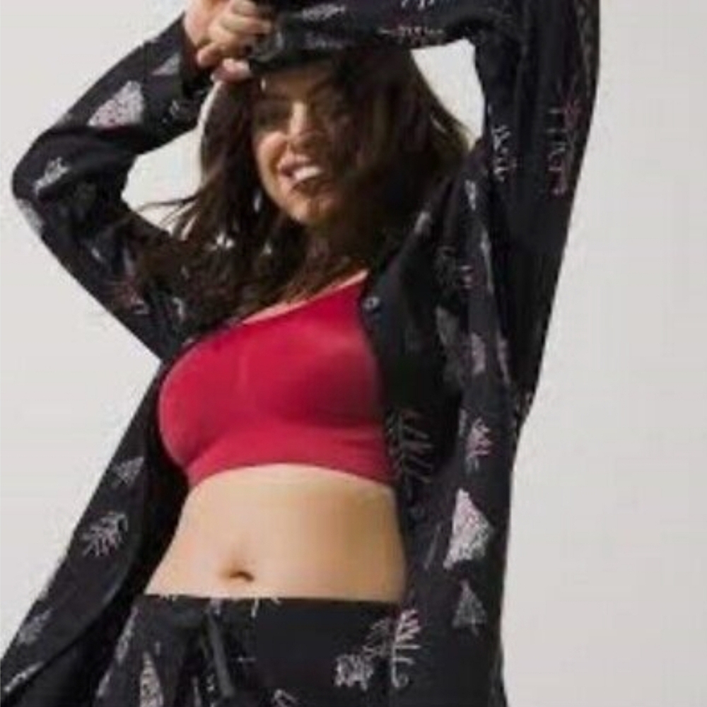 Soma Embraceable Black Christmas Pajama Shorts and Long Sleeve Shirt OS